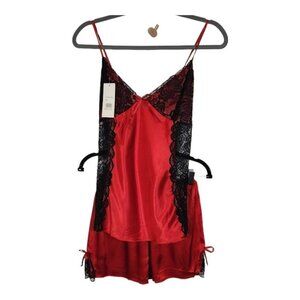 NWT Midnight Coco Red‎ Satin Sleep Shorts Set Size Large